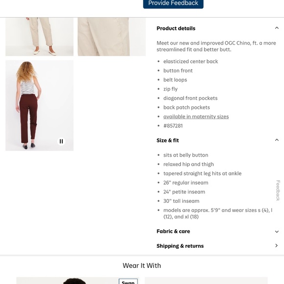 Old Navy High Waisted OGC Chino Pants Size L - Picture 4 of 7